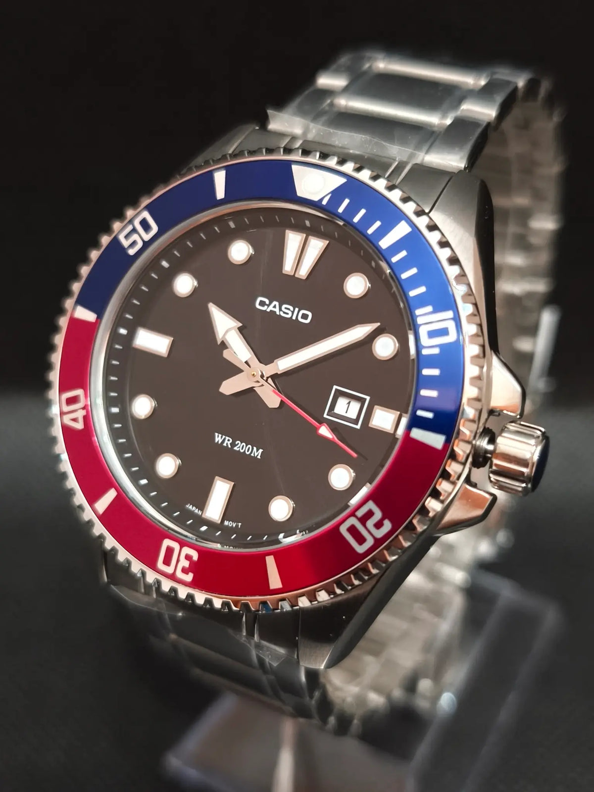 RELOJ CASIO MDV-107D-1A3 ACERO SUBMARINER PEPSI