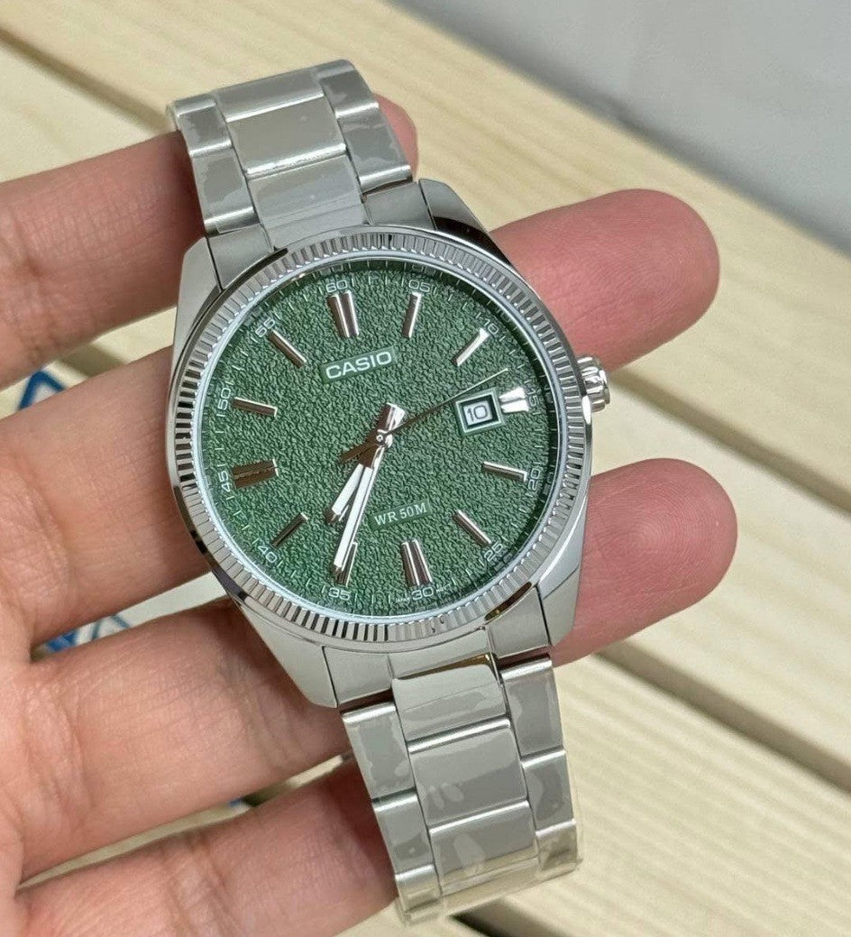 RELOJ CASIO MTP-1302DA-3AV ACERO TABLERO VERDE