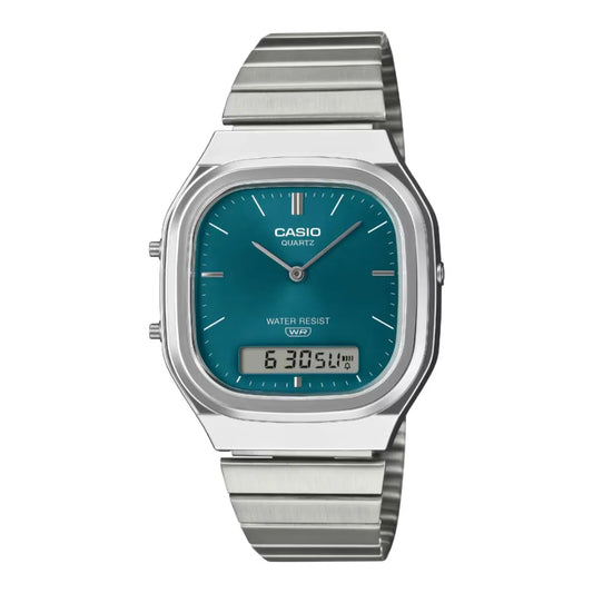 RELOJ CASIO AQ-240E-3ADF ACERO DOBLE HORA